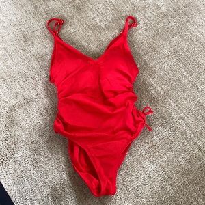 Red one pie piece swimsuit
